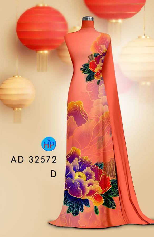 Vải Áo Dài Hoa In 3D AD 32572 4